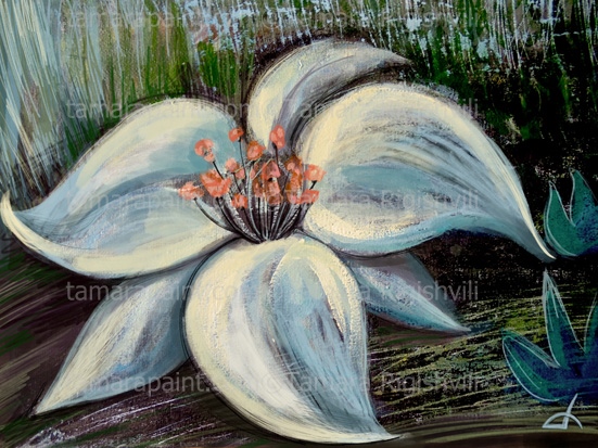 Night blooming flower, Flower that Bloom at Night, Fragrant Night Blooming Flower, Abstract Art by Tamara Rigishvili